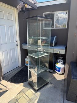 Ikea DETOLF Glass-door cabinet, black-brown, 16 3/4x64 1/8 "