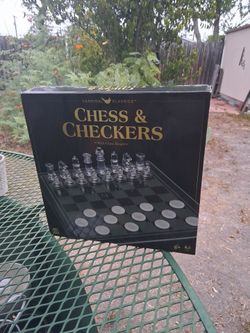 Chess & Checkers  with Glass Board