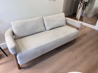 Modern Two-Seat Sofa with Wood Legs