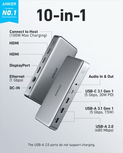NEW Sealed Anker 563 USB-C Docking Station (10-in-1) | Triple Display | 100W