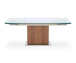 Mid-Century Modern Glass Dining Table with built in leafs