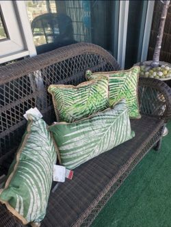 Four Outdoor/Indoor Tropical Leaf Print Pillows