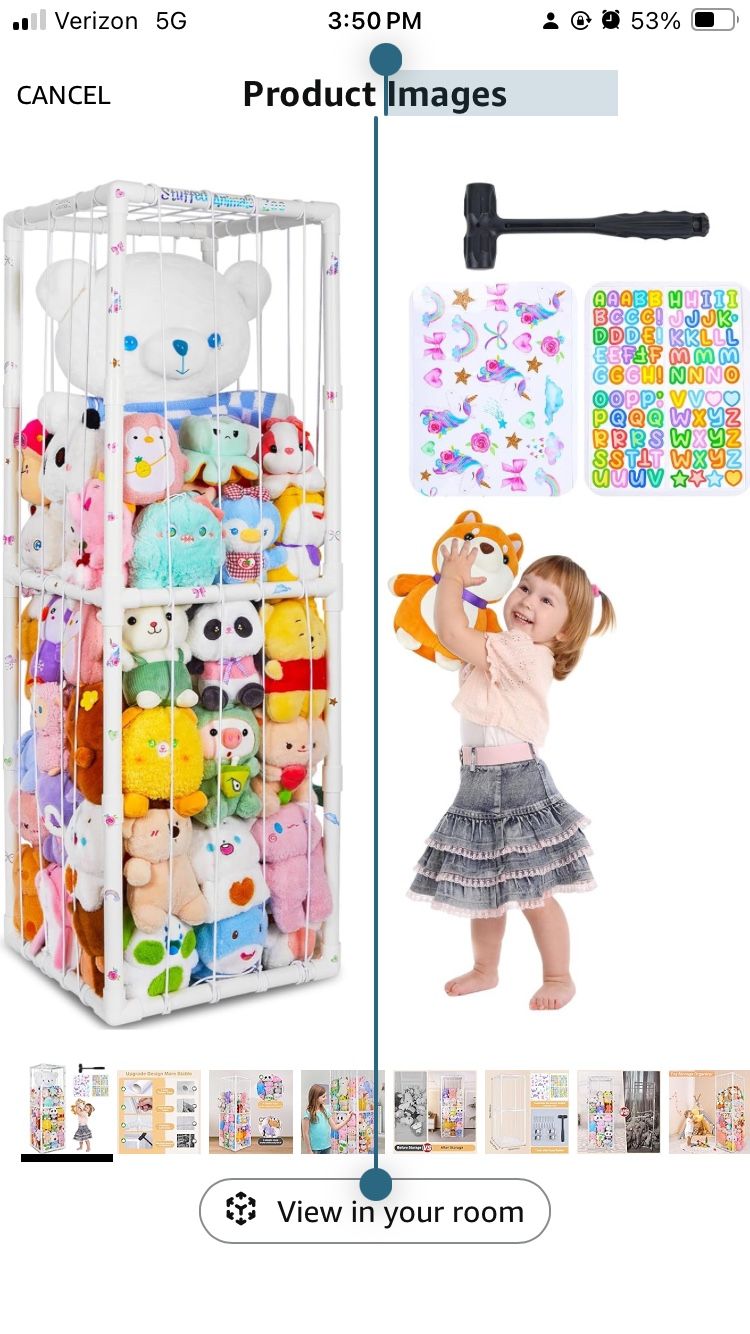 Stuffed Animals Storage Zoo Thicken PVC Tube Kids Toy Storage Organizer with Elastic Band Large Stuffed Animals Holder for Nursery Playroom Bedroom Ro