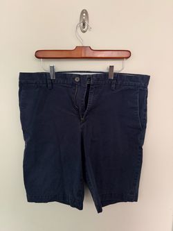 Banana Republic Mens Emerson Chino Shorts Navy Blue Cotton Flat Front 33