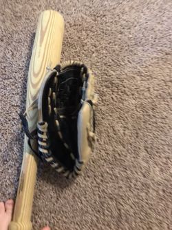 Base ball bat and glove