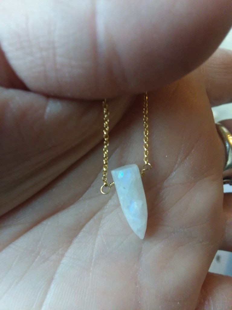 Moonstone bullet 14k over 925 necklace