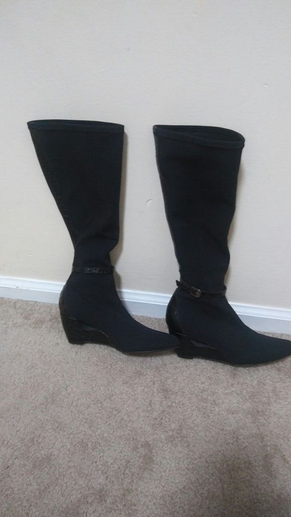 Black fabric boots