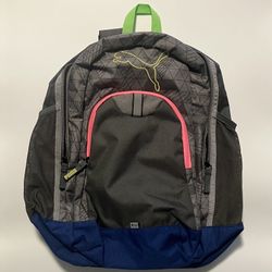 PUMA  Backpack Bookbag Navy Blue Pink and Charcoal Grey