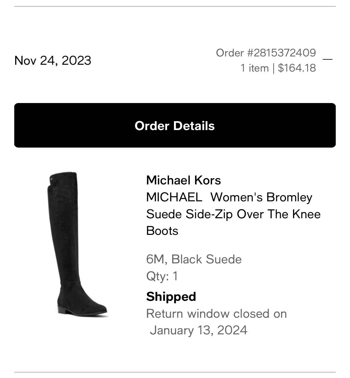 Michael Kors, Michael- Black Suede Side-Zip Over The Knee Boots
