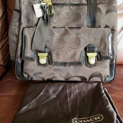 RARE COACH POPPY LUREX SIGNATURE PUSHLOCK NS TOTE - Brown/18355