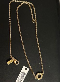 Coach Gold-Tone Chain Necklace with Logo Pendant
