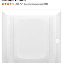 Sterling STORE+ 30 in. W x 59.25 in. H Three Piece Direct-to-Stud Tub Alcove Wall Surround in White