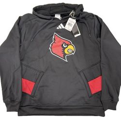Adidas Louisville Cardinals Black Pullover Hoodie Sweatshirt Mens Medium $80 New