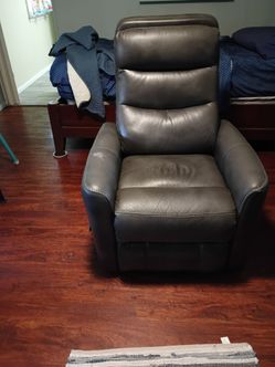 Grey Leather Recliner