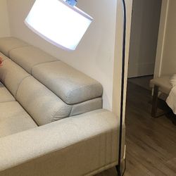 Modern Floor Lamp With The White Linen Shade H58"