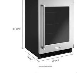 KitchenAid KURR214KSB 24 Inch Wide 5.2 Cu. Ft. Energy Star Certified Compact Freezerless Refrigerator UV-Protected Thermal Glass Door