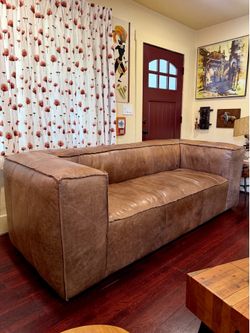 Regina Wide Square Arm Top Grain Leather Sofa