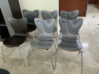 Set of 6 West Elm Bentwood Scoop 6 dining chairs