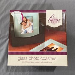 New In Box Glass Photo Coasters 