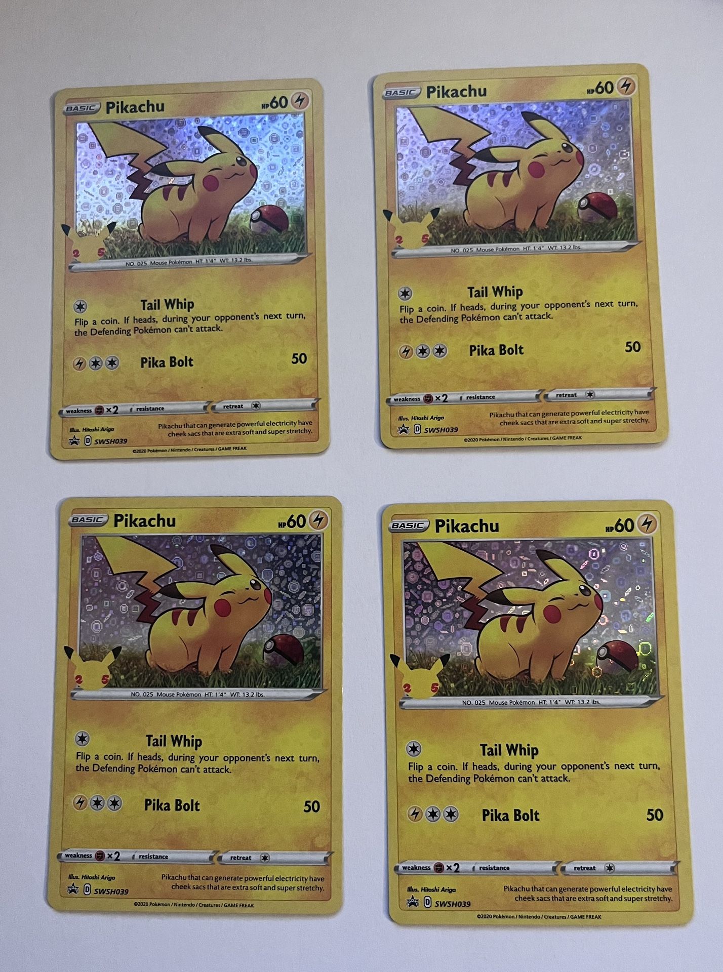 Pikachu SWSH039 Holo Black Star Promo x4