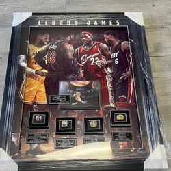 Lebron James Framed Championship Rings Shadowbox 27x33 w/ Engraved