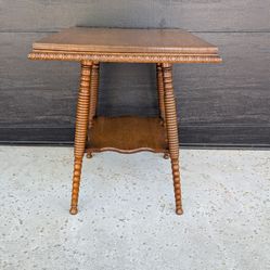 Antique Victorian Two-Tier Bobbin Leg Parlor Table