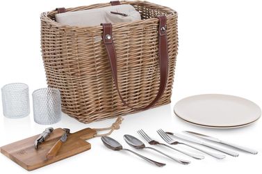 PICNIC TIME Terrabella Handwoven Basket with Complete Service for Two