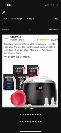 KoluaWax Premium Waxing Kit for Women - Hot Melt Hard Wax Warmer for Hair Removal, Eyebrow, Bikini, Legs, Face, Brazilian Wax