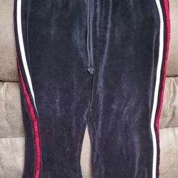 Black/Red White Stripe Velvet Lounge Pants Size 1X