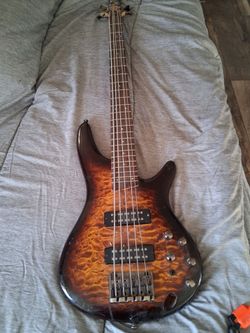 5-String Electric Bass Guitar Quilted Top Sunburst