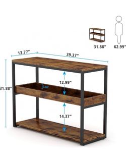 Console Table Sofa Table Entryway Table 3-Tier Industrial Side Table with Storage Shelves for Hallway, Entryway, Living Room 67060