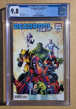 Deadpool Team Up 1 vol 3 (CGC 9.8)
1:25 Jonas Scharf Var Cover (1st app Persillex)




Cert # ((contact info removed))



See before and after pics