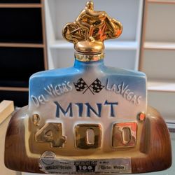 Vintage Jim Beam Del Webb Mint 400 Las Vegas Racing Decanter Collectible Ceramic
