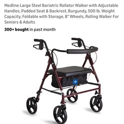 Bariatric Rollator Walker with Adjustable Handles