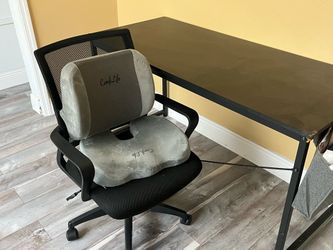 FREE black wooden computer desk with rolling chair