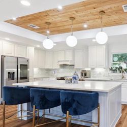 Four Blue kitchen Stool