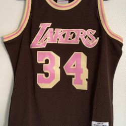 New Mitchell & Ness Los Angeles Lakers Shaquille O'Neal Brown Sugar Bacon Swingman Jersey SIZE LARGE
