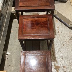 Chinese Set of 3 Nesting Side Tables Solid Wood