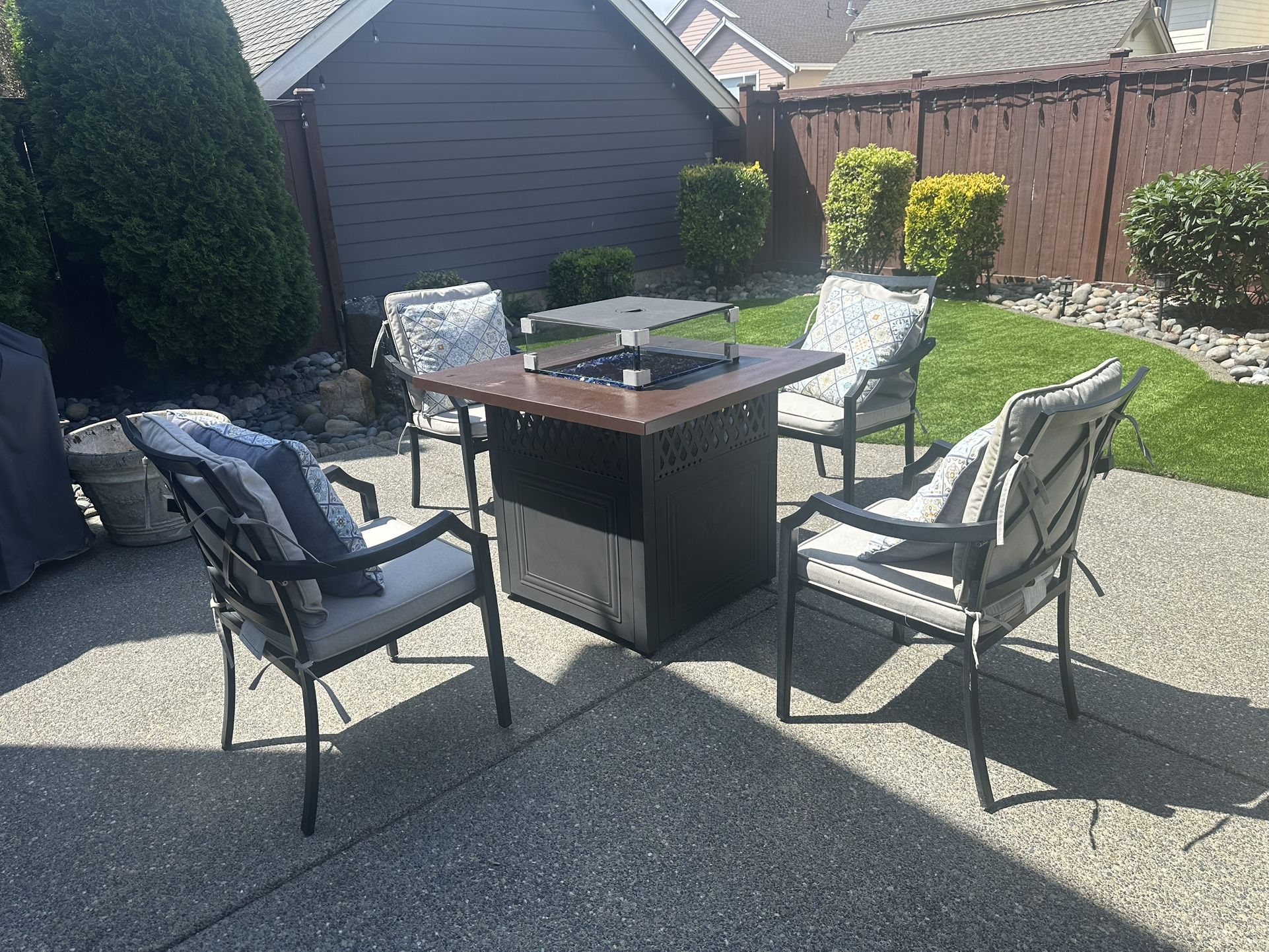 Outdoor Fire Table And Patio Set