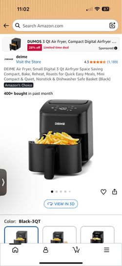 Deime Digital Air Fryer RA312D 3QT Black