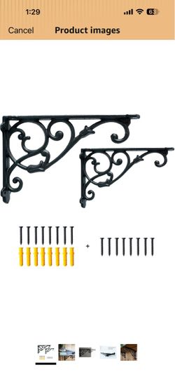 2 Pack Decorative Shelf Brackets,11 Inch Cast Iron Shelf Supply,Antique Black Corbel,Screws Anchor Included