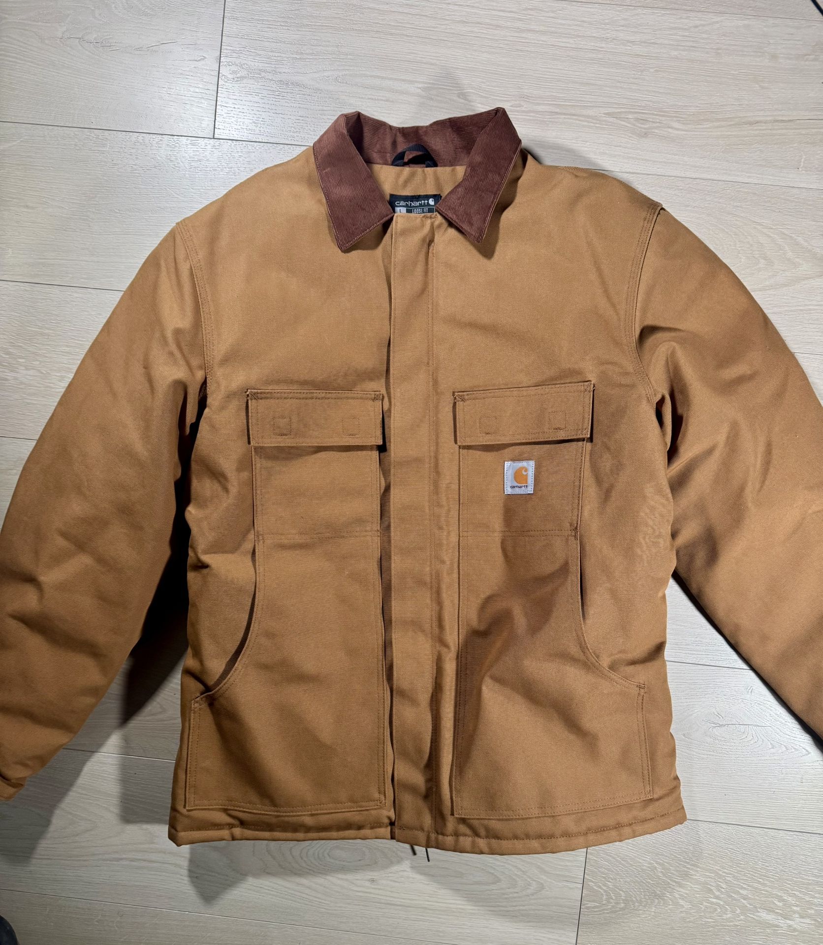 Carhartt Duck Traditional Coat Arctic Quilt Lined Brown C03 Chore Barn Large