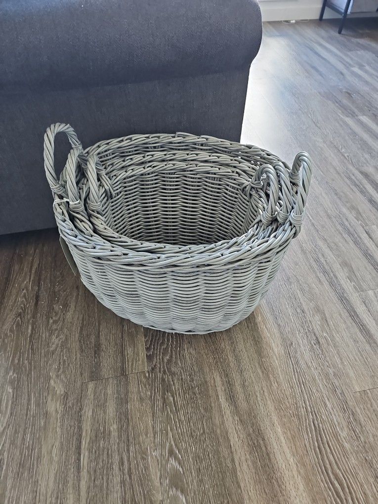 3 Gray Water Resistant Baskets - Tommy Bahama