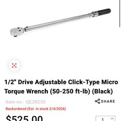 Snap On 1/2 Drive Torque Wrench