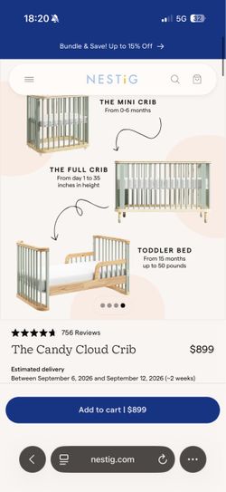Nestig Candy Cloud Convertible Crib in Rose
