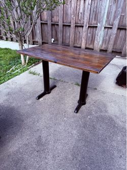 Industrial Solid Wood Table / Desk – Cast Iron Bases