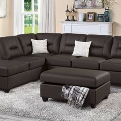 FebSpecial/3pcs SECTIONAL SOFA W/storage Ottoman(was:$759)