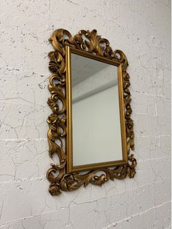 Vintage Syroco Gold Hollywood Regency Plastic Wall Mirror