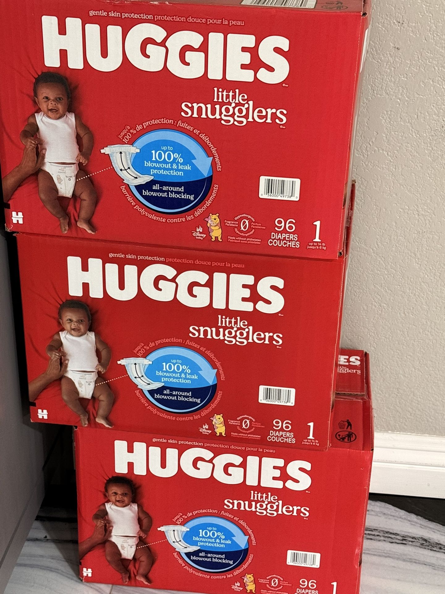 Huggies Little Snugglers Diapers Size 1 96 Count - 3 Boxes