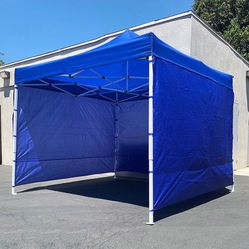 New in box $129 Heavy Duty White 10x10 ft Canopy with 3 Sidewalls EZ Popup Outdoor Gazebo, Carry Bag